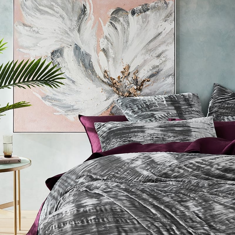 Crinkled Velvet Silver Quilt Cover Separates