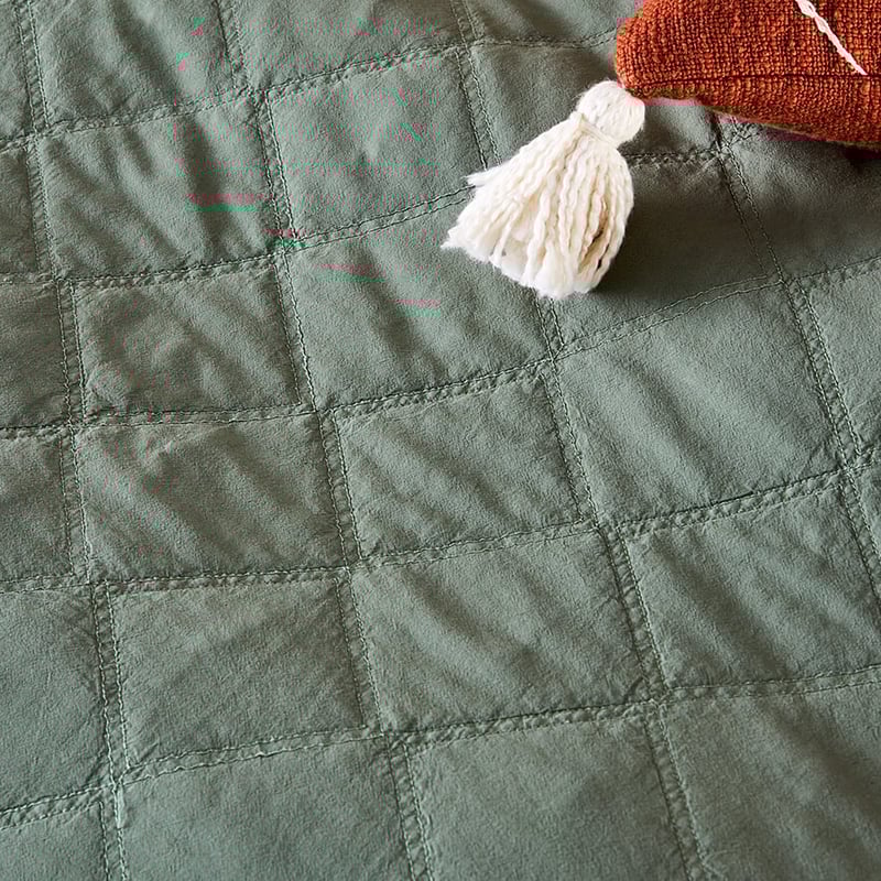 Stonewashed Cotton Fern Quilted Coverlet Separates