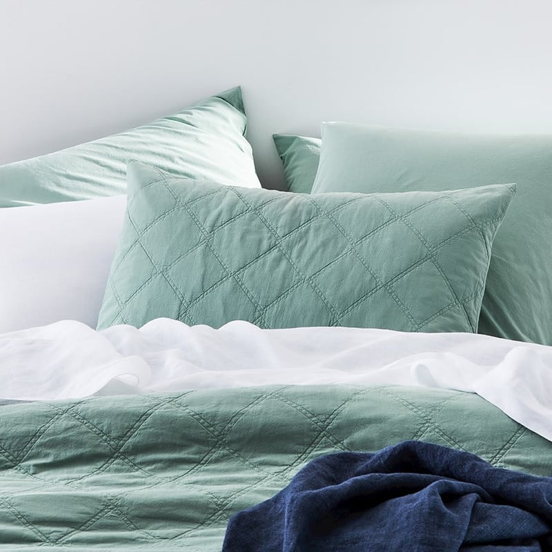Stonewashed Cotton Greenery Quilted Coverlet Separates