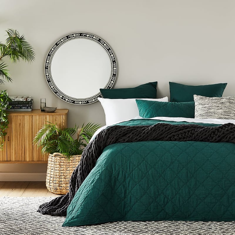 Stonewashed Cotton Lagoon Quilted Coverlet Separates