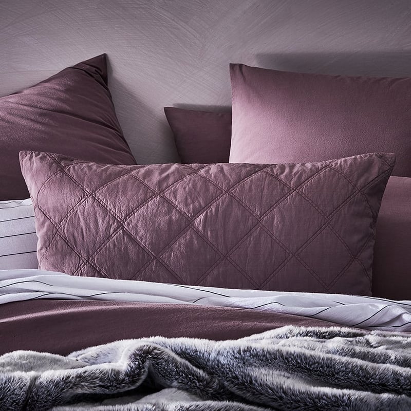 Stonewashed Cotton Mauve Quilted Coverlet Separates