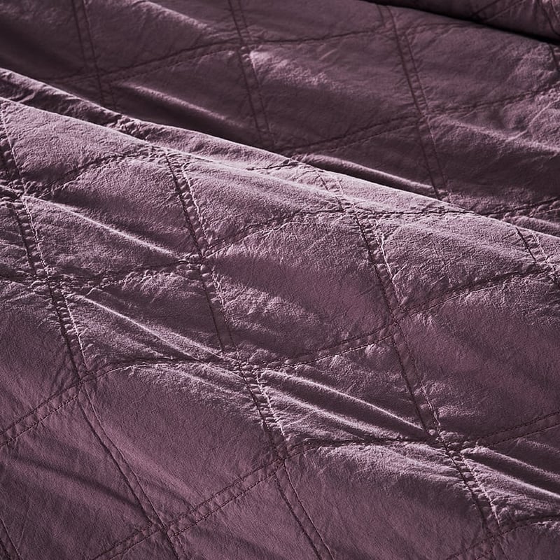Stonewashed Cotton Mauve Quilted Coverlet Separates