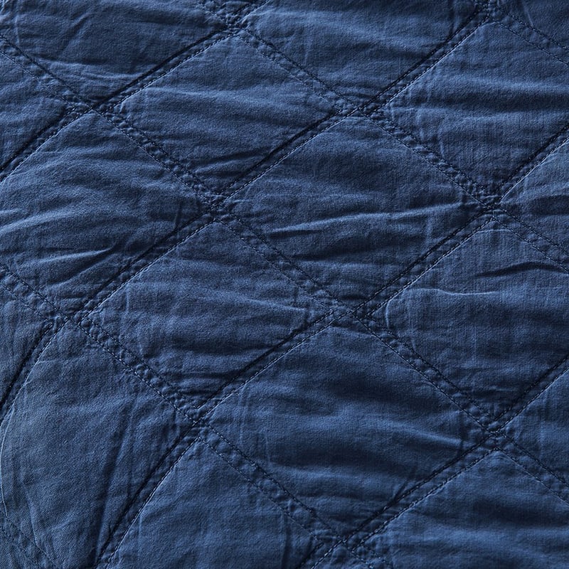 Stonewashed Cotton China Blue Quilted Coverlet Separates