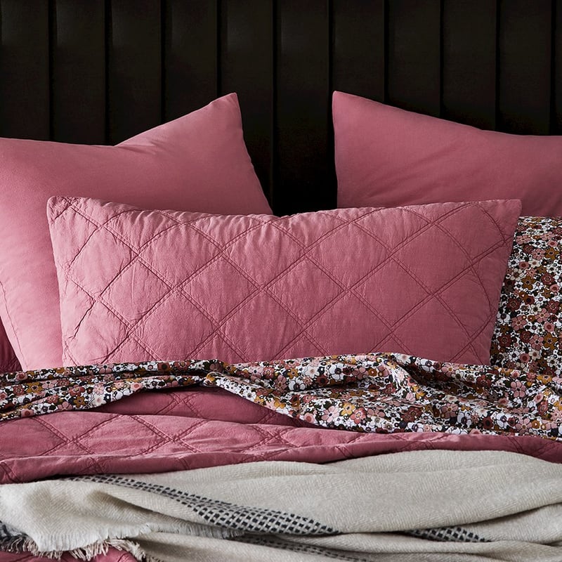 Stonewashed Cotton Berry Quilted Coverlet Separates