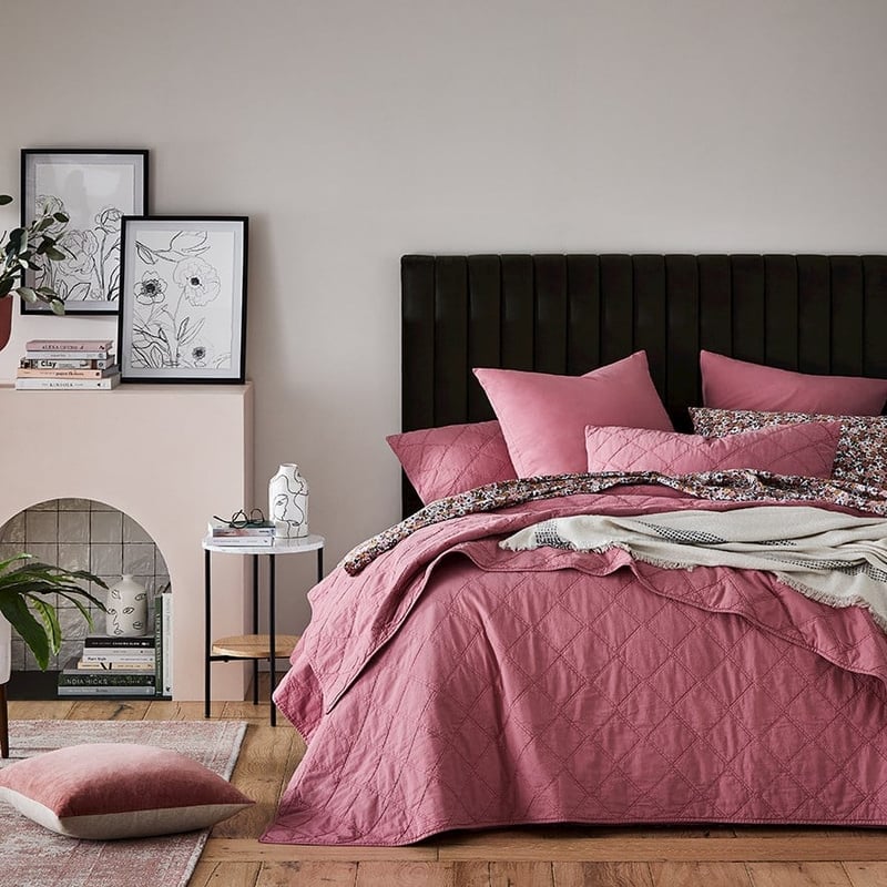 Stonewashed Cotton Berry Quilted Coverlet Separates