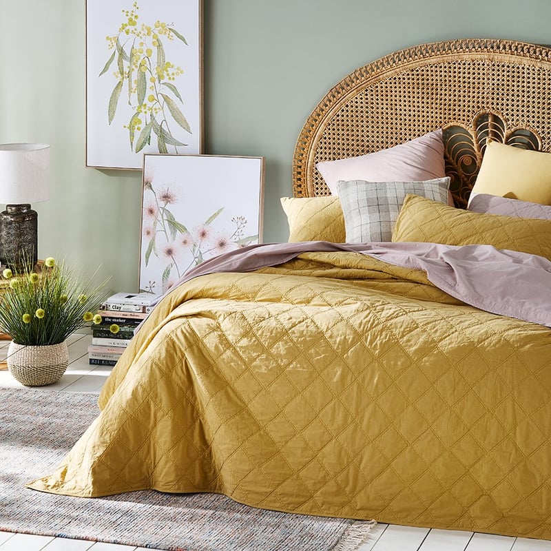 Stonewashed Cotton Flax Quilted Coverlet Separates