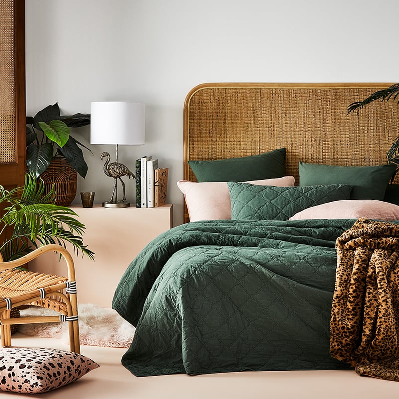 Stonewashed Cotton Forest Quilted Coverlet Separates