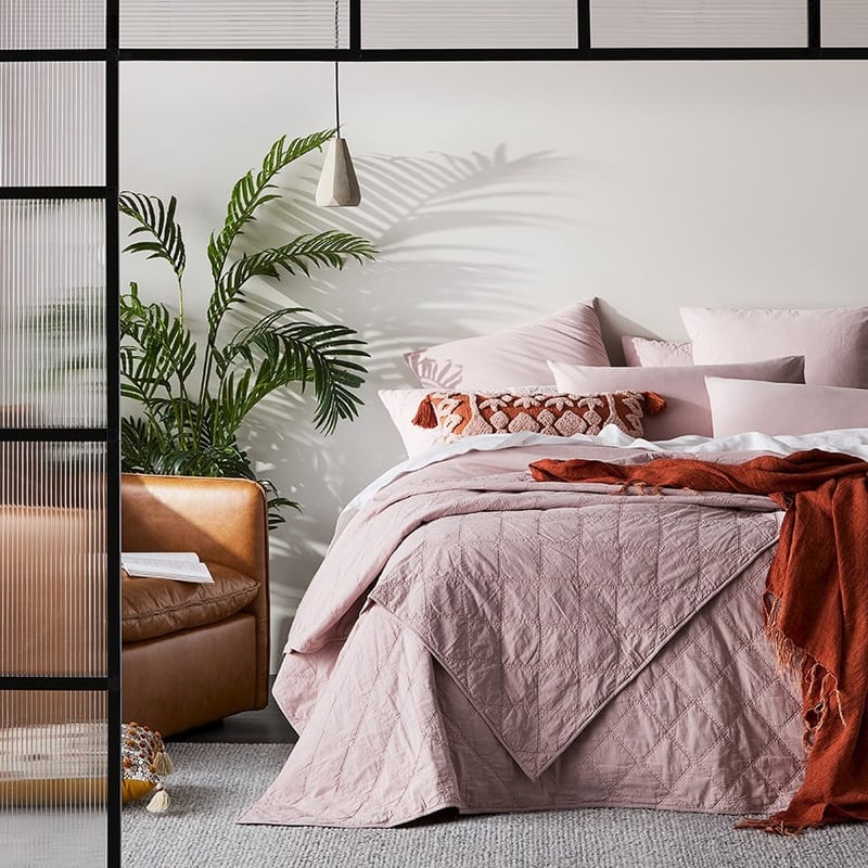 Stonewashed Cotton Violet Quilted Coverlet Separates