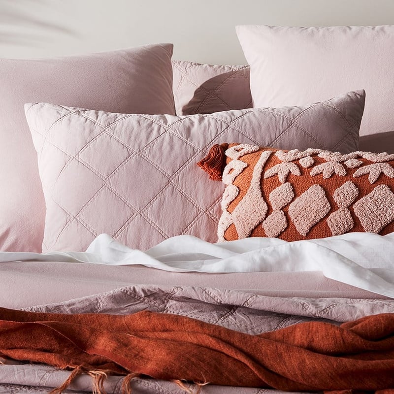 Stonewashed Cotton Violet Quilted Coverlet Separates