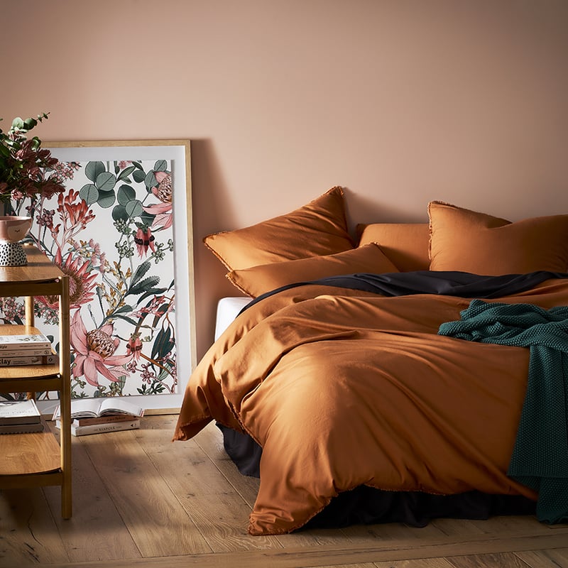 Bamboo Linen Terracotta Quilt Cover Separates