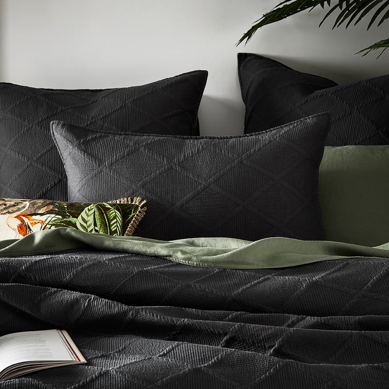 Atticus Coal Quilted Quilt Cover Separates