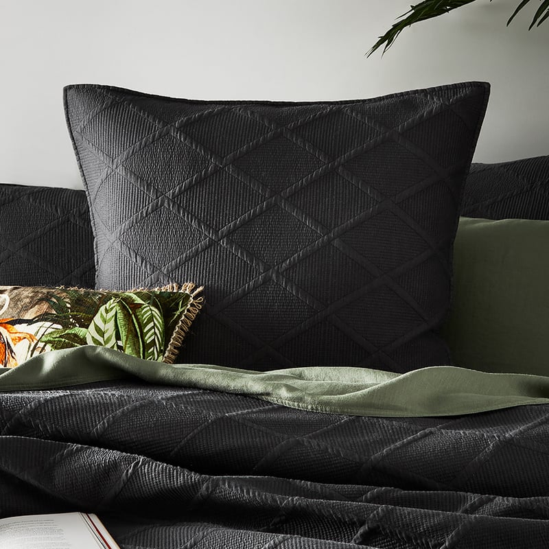Atticus Coal Quilted Quilt Cover Separates