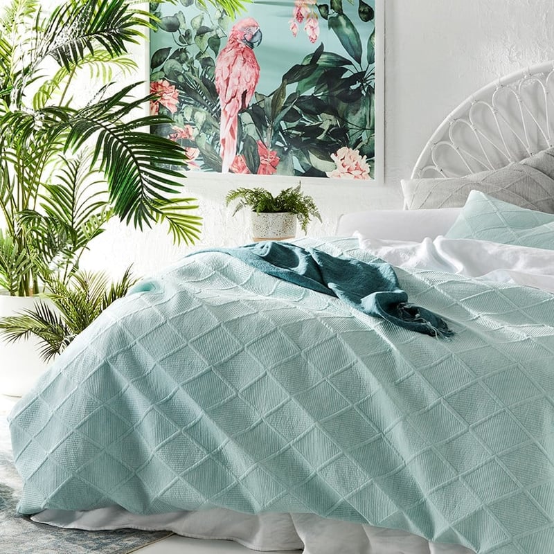 Atticus Duck Egg Quilted Quilt Cover Separates