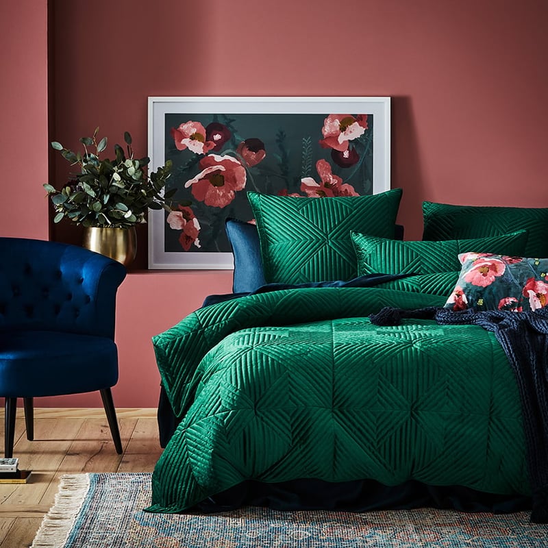 Newport Velvet Emerald Quilted Quilt Cover Separates
