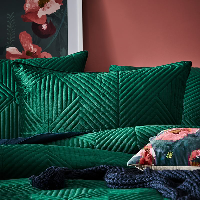Newport Velvet Emerald Quilted Quilt Cover Separates