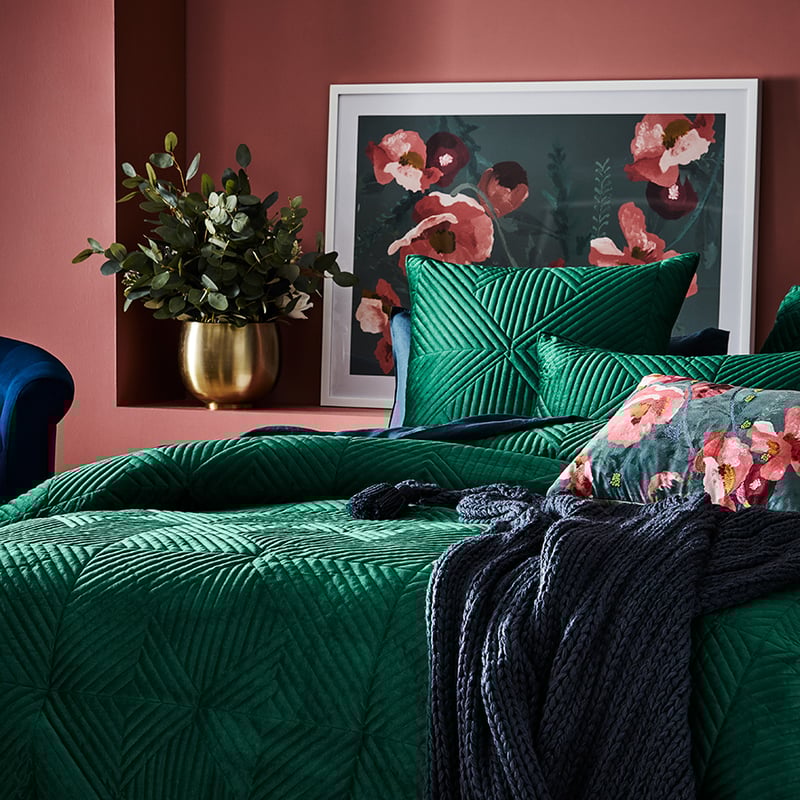 Newport Velvet Emerald Quilted Quilt Cover Separates