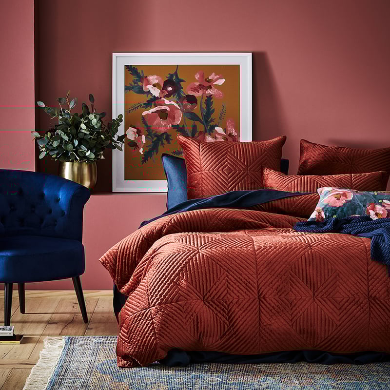 Newport Velvet Paprika Quilted Quilt Cover Separates