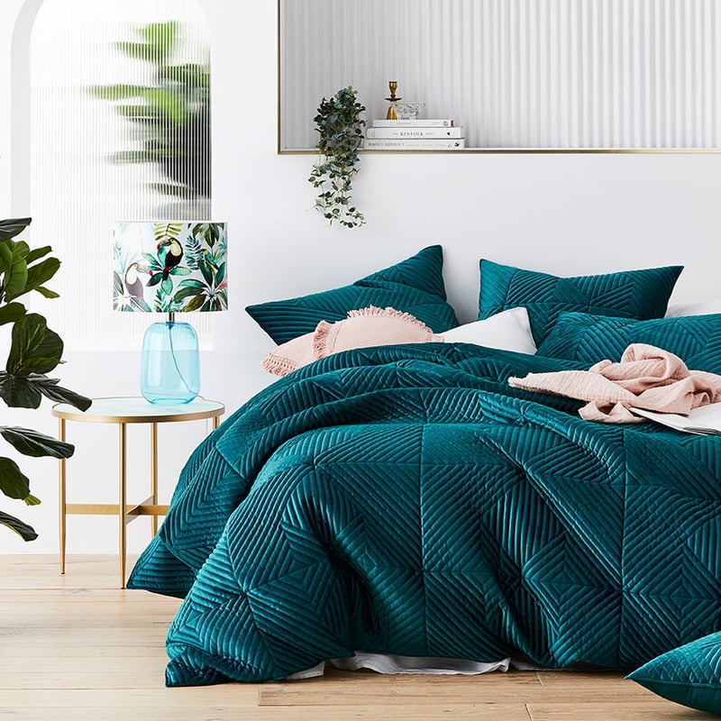 Newport Velvet Peacock Quilted Quilt Cover Separates