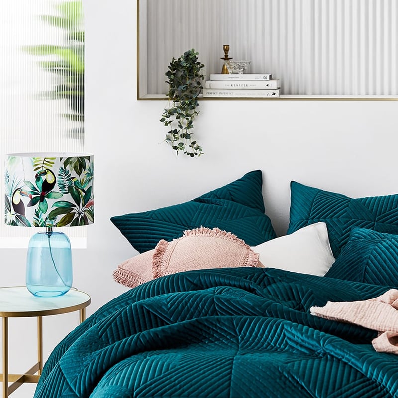 Newport Velvet Peacock Quilted Quilt Cover Separates