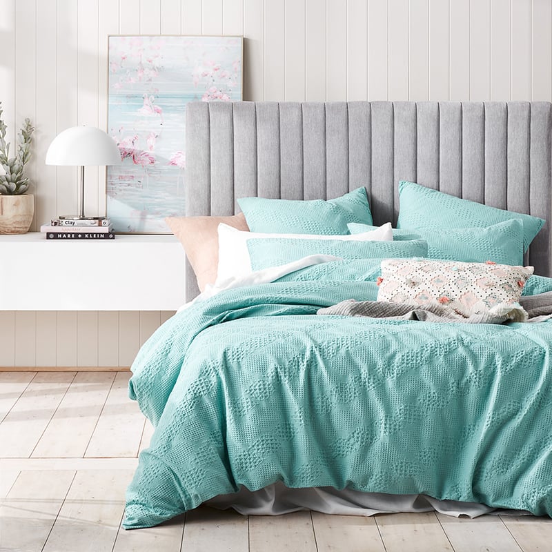 Capri Waffle Aqua Quilt Cover Set + Separates