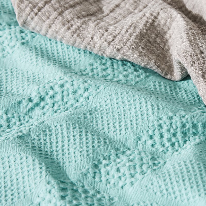 Capri Waffle Aqua Quilt Cover Set + Separates