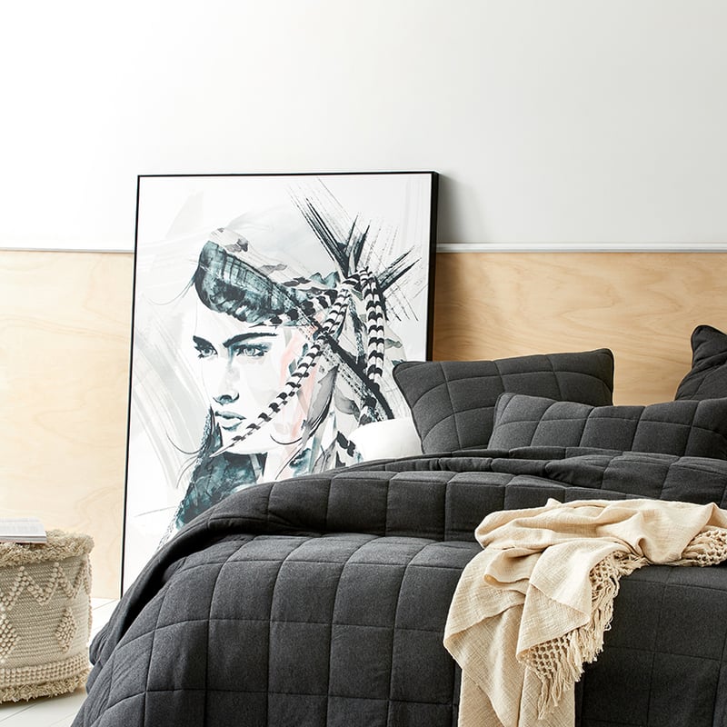 Ultra Soft Jersey Black Marble Quilted Coverlet Separates