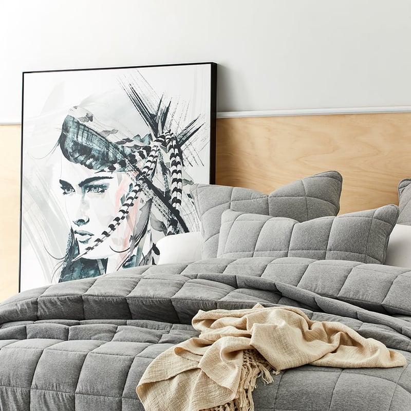 Ultra Soft Jersey Grey Marble Quilted Coverlet Separates