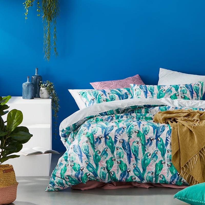 Pedro Parrot Aqua Quilt Cover Set + Separates
