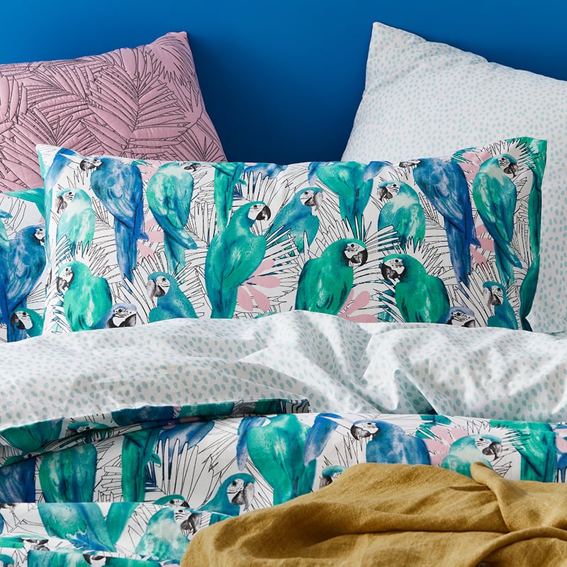 Pedro Parrot Aqua Quilt Cover Set + Separates