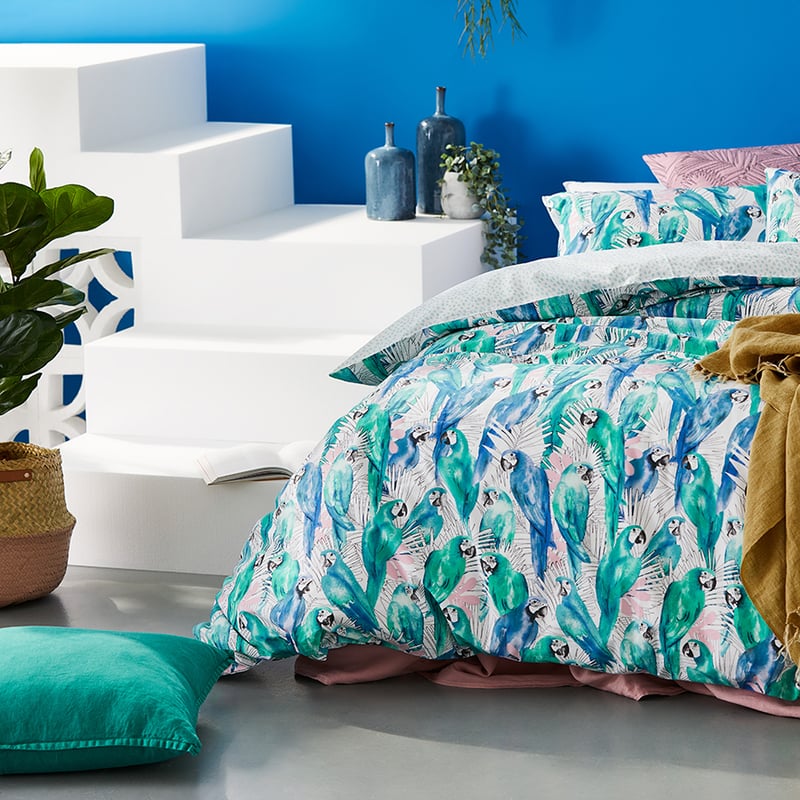 Pedro Parrot Aqua Quilt Cover Set + Separates