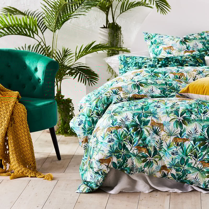 Jungle Cheetah Fern Quilt Cover Set + Separates