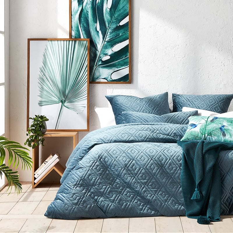 Aura Velvet Air Force Blue Quilted Quilt Cover Separates