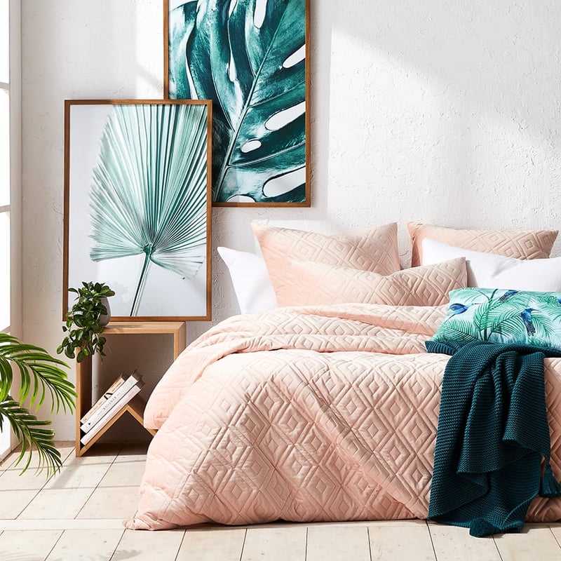 Aura Velvet Peach Pink Quilted Quilt Cover Separates