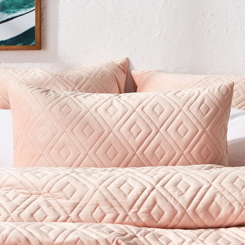 Aura Velvet Peach Pink Quilted Quilt Cover Separates