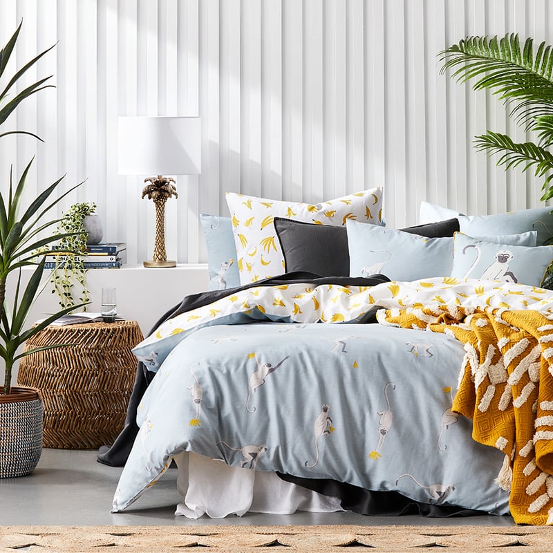 Cheeky Monkey Steel Quilt Cover Set + Separates