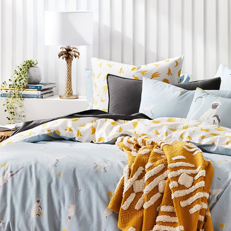 Cheeky Monkey Steel Quilt Cover Set + Separates