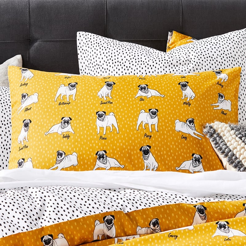 Percy Pug Mustard Quilt Cover Set + Separates