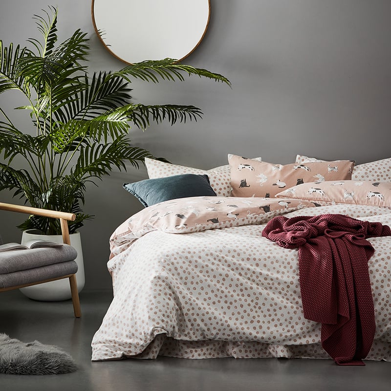 Novelty Printed Flannelette Pink Kitty Quilt Cover Set + Separates