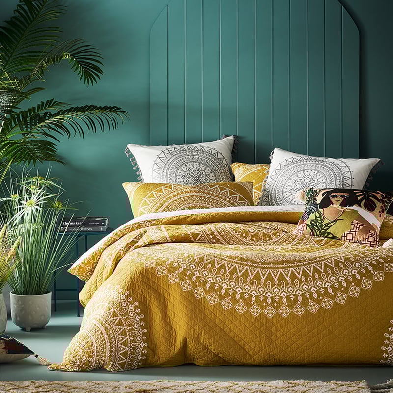 Henna Mustard Quilted Quilt Cover Separates