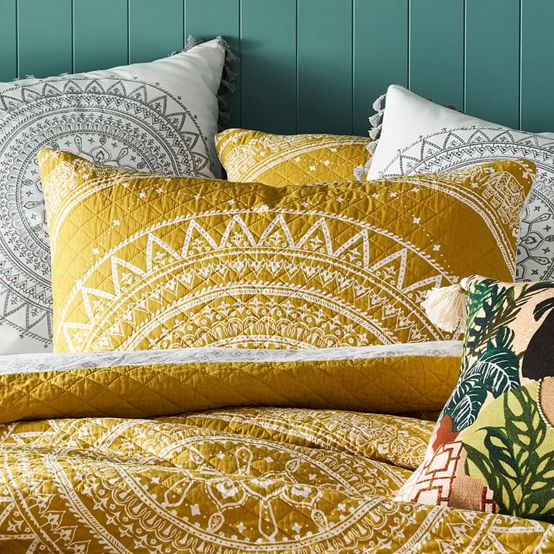 Henna Mustard Quilted Quilt Cover Separates