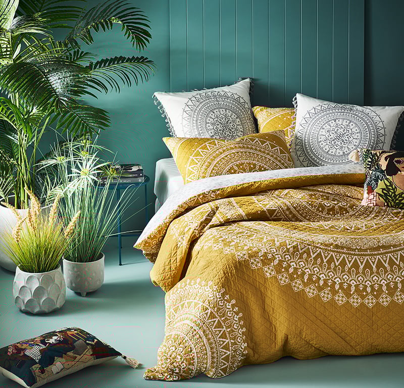 Henna Mustard Quilted Quilt Cover Separates