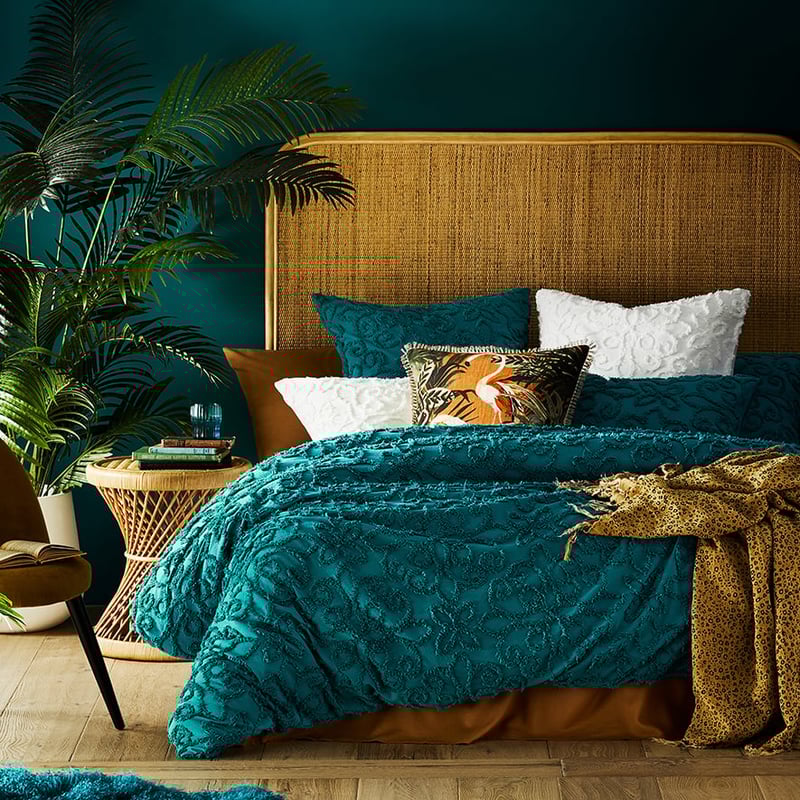 Savannah Chenille Teal Quilt Cover Separates