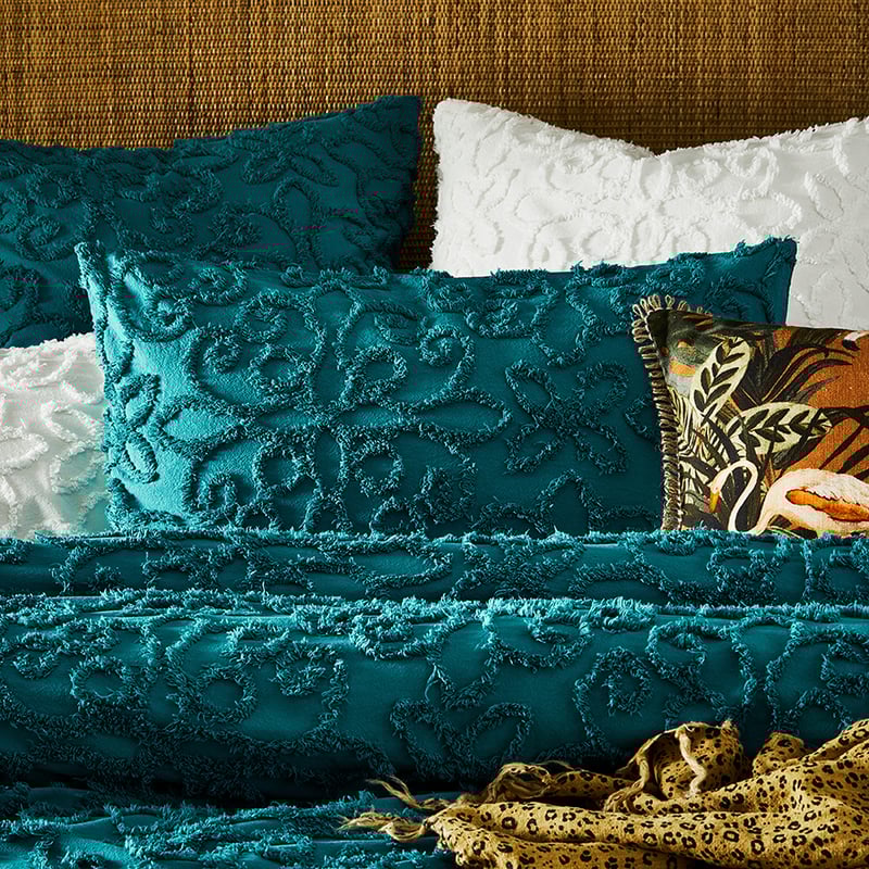Savannah Chenille Teal Quilt Cover Separates