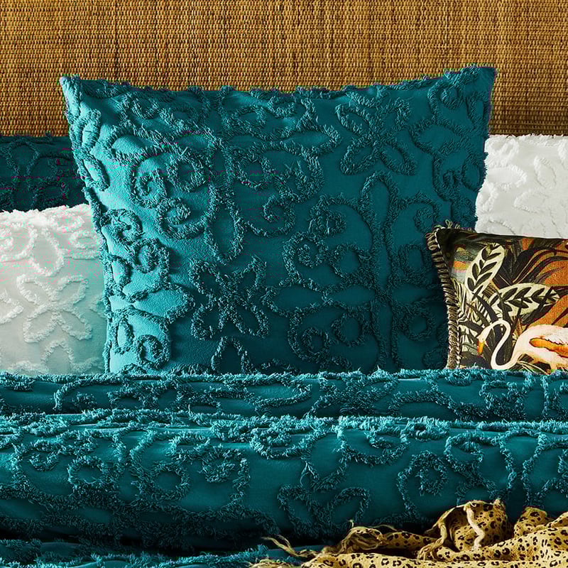 Savannah Chenille Teal Quilt Cover Separates