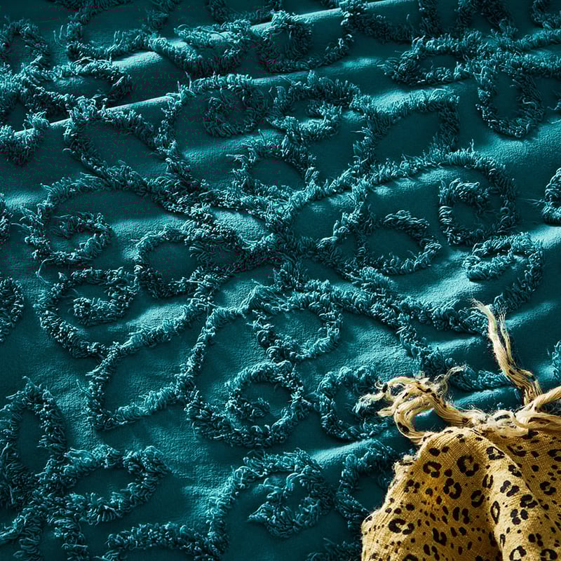 Savannah Chenille Teal Quilt Cover Separates