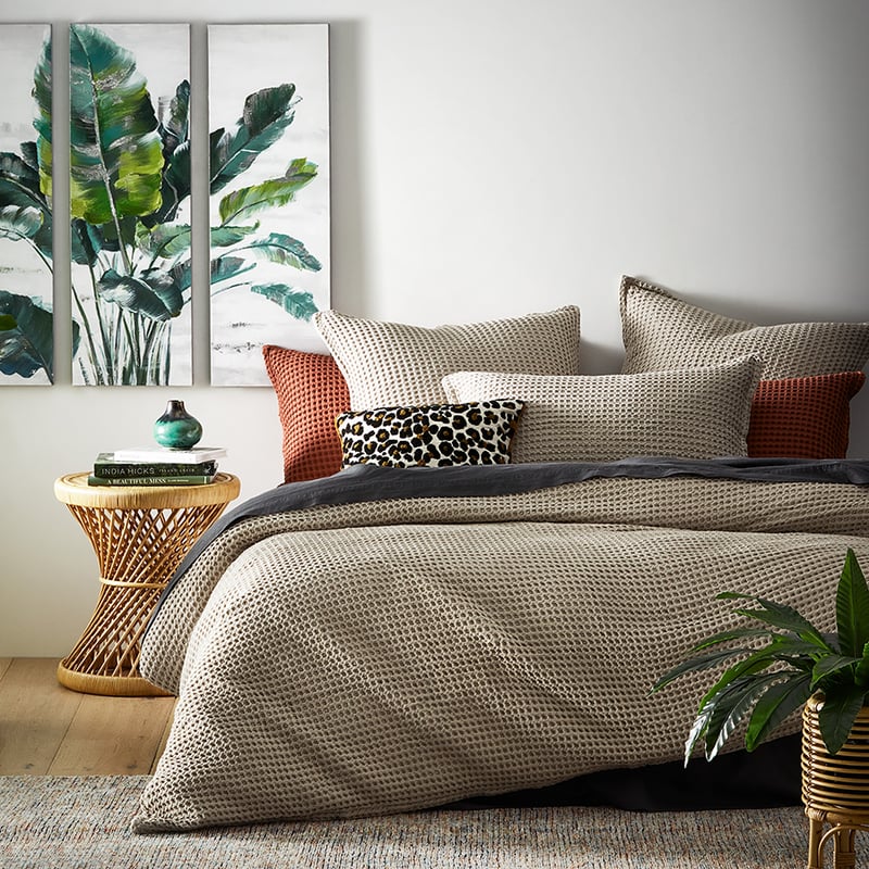 Chunky Waffle Oatmeal Quilt Cover Set + Separates