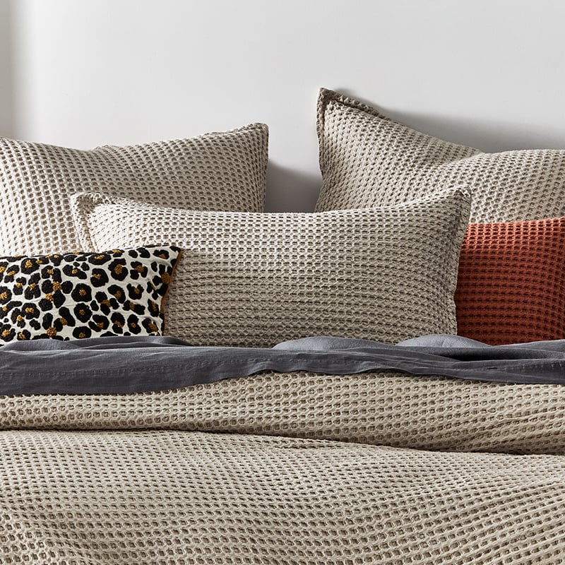 Chunky Waffle Oatmeal Quilt Cover Set + Separates