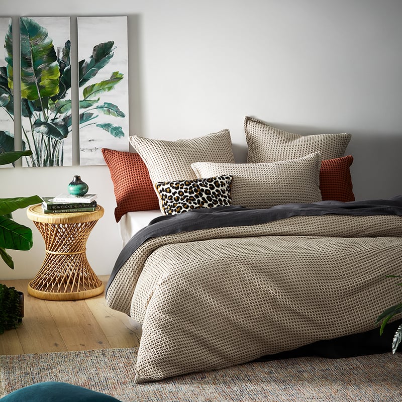 Chunky Waffle Oatmeal Quilt Cover Set + Separates