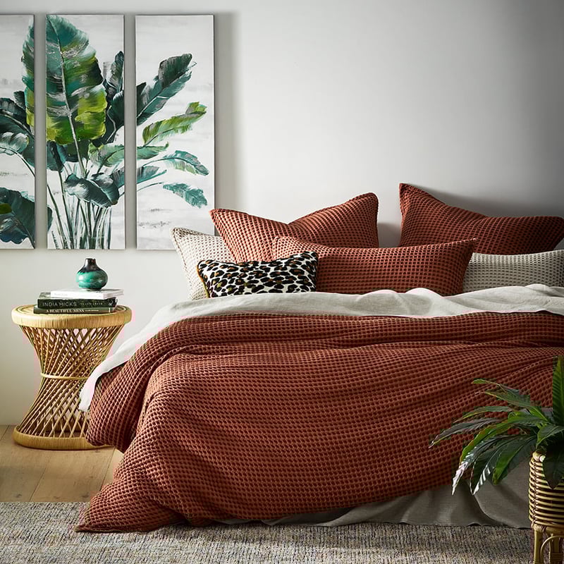 Chunky Waffle Tumeric Quilt Cover Set + Separates