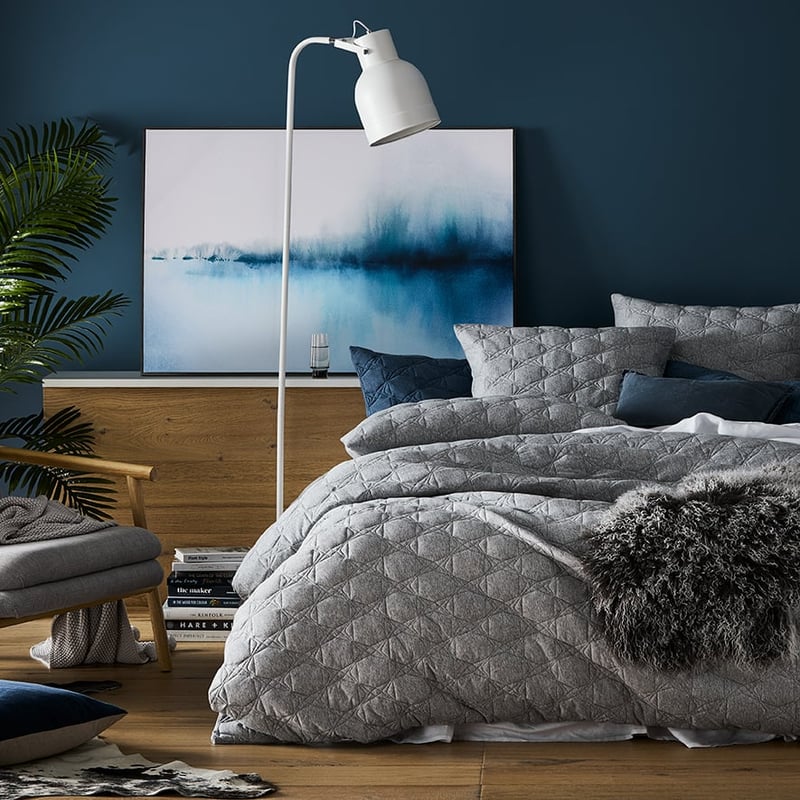 Fargo Quilted Bamboo Cotton Jersey Grey Marle Quilt Cover Separates
